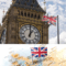 Images symbolisant la langue et la culture anglaise : le drapeau Union Jack, Big Ben à Londres, La carte du Royaume-Uni. Image fournie par Canva