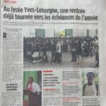 Article de France Antilles sur la rentrée au lycée Yves Leborgne